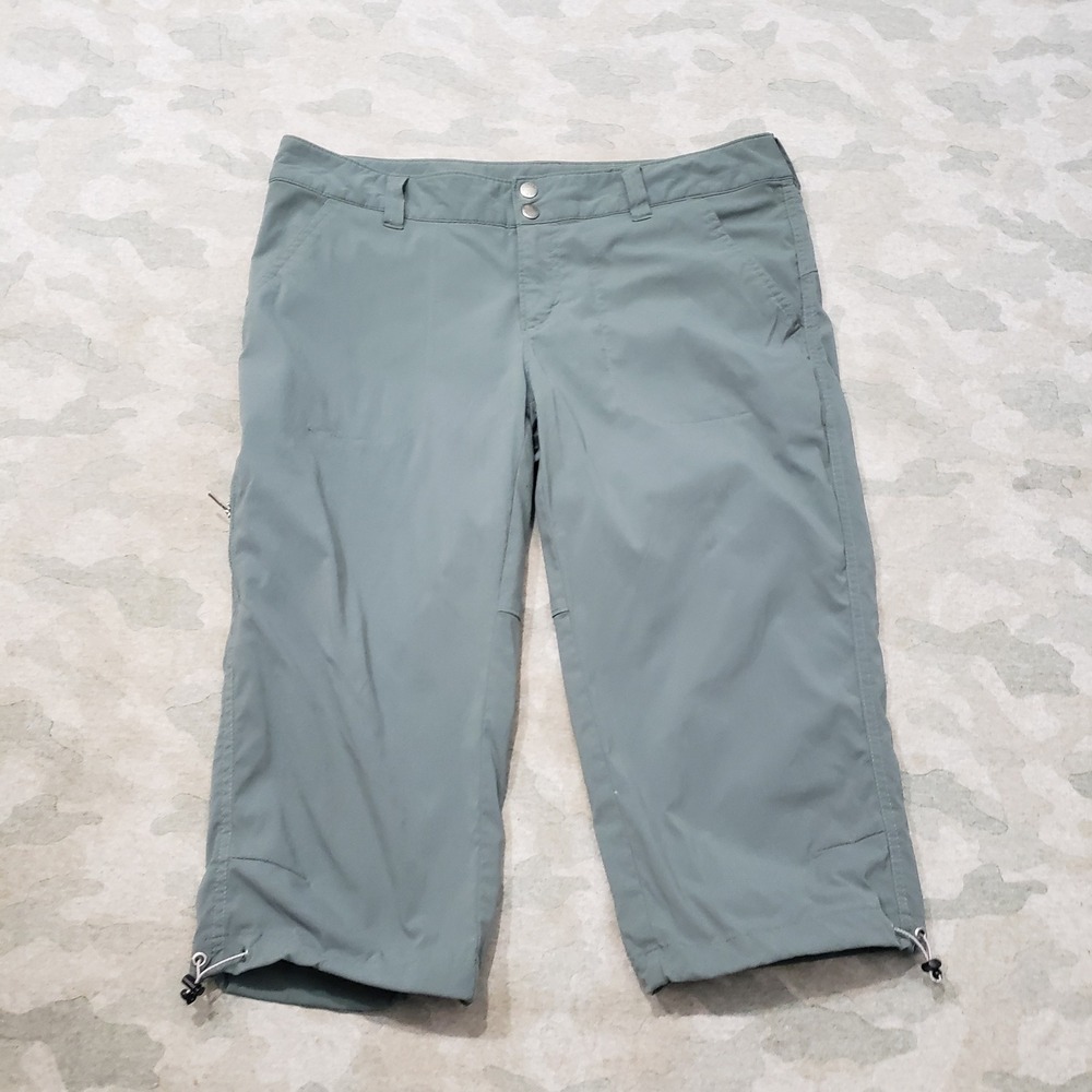 Columbia Capri Pants Women 12 Green Nylon Blend Omni-Shield Hiking Outdoor Trail